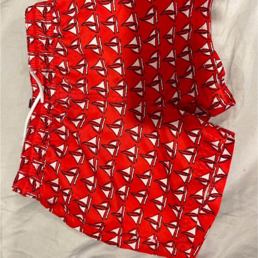 Janie and Jack Red Sailboat Swim Trunks